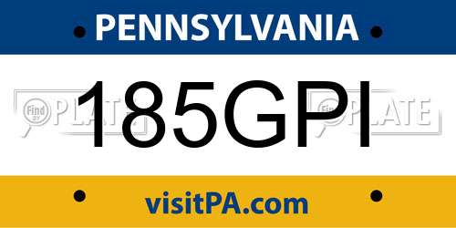 185GPI Pennsylvania License Plate