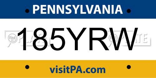 185YRW Pennsylvania License Plate