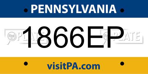 1866EP Pennsylvania License Plate