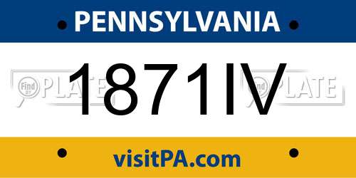 1871IV Pennsylvania License Plate