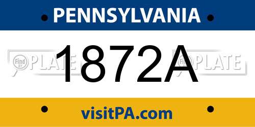 1872A Pennsylvania License Plate