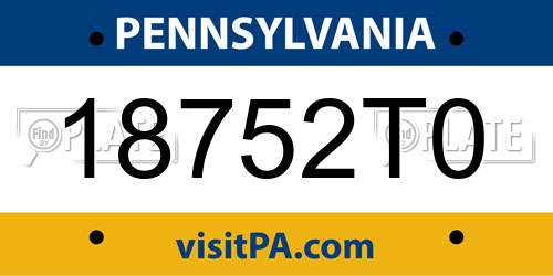 18752T0 Pennsylvania License Plate