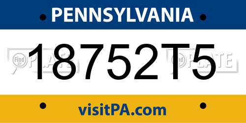 18752T5 Pennsylvania License Plate