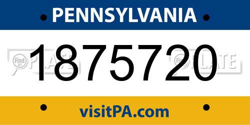 1875720 Pennsylvania License Plate