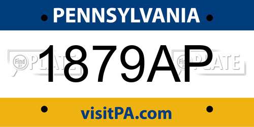1879AP Pennsylvania License Plate