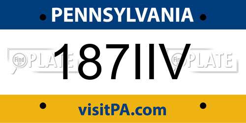 187IIV Pennsylvania License Plate