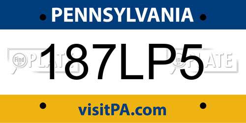 187LP5 Pennsylvania License Plate