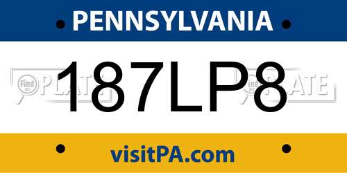 187LP8 Pennsylvania License Plate
