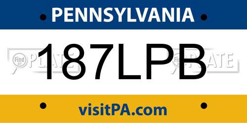 187LPB Pennsylvania License Plate