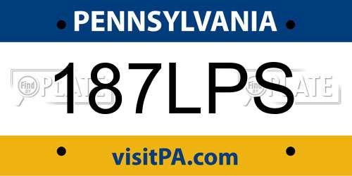 187LPS Pennsylvania License Plate