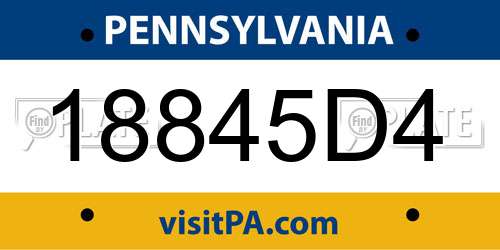 18845D4 Pennsylvania License Plate