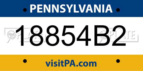 18854B2 Pennsylvania License Plate