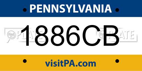 1886CB Pennsylvania License Plate