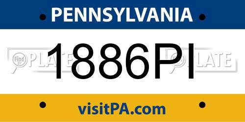 1886PI Pennsylvania License Plate
