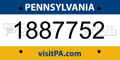 1887752 Pennsylvania License Plate