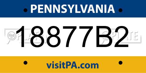 18877B2 Pennsylvania License Plate