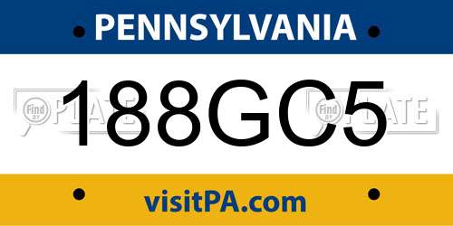 188GC5 Pennsylvania License Plate