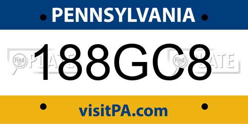 188GC8 Pennsylvania License Plate