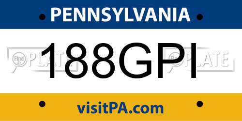 188GPI Pennsylvania License Plate