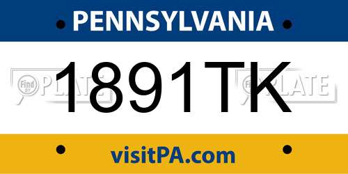 1891TK Pennsylvania License Plate
