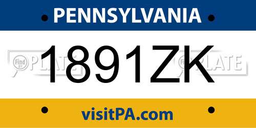 1891ZK Pennsylvania License Plate