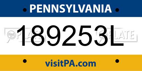 189253L Pennsylvania License Plate
