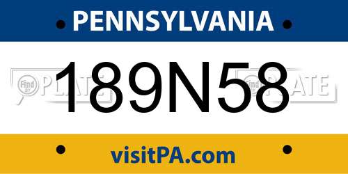 189N58 Pennsylvania License Plate