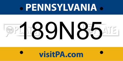 189N85 Pennsylvania License Plate