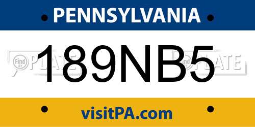 189NB5 Pennsylvania License Plate