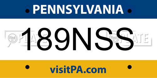 189NSS Pennsylvania License Plate