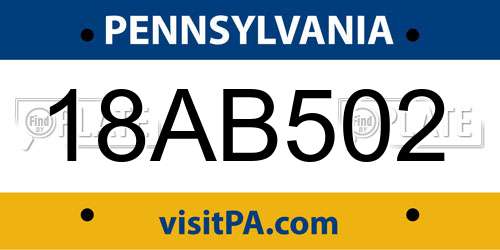 18AB502 Pennsylvania License Plate