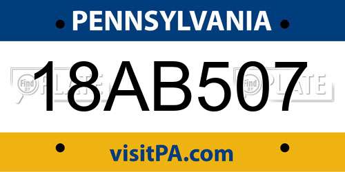 18AB507 Pennsylvania License Plate
