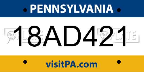 18AD421 Pennsylvania License Plate
