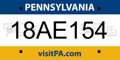 18AE154 Pennsylvania License Plate