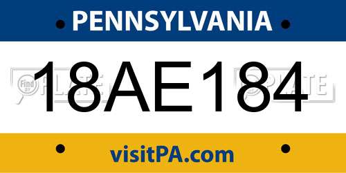 18AE184 Pennsylvania License Plate