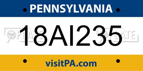 18AI235 Pennsylvania License Plate