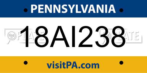 18AI238 Pennsylvania License Plate