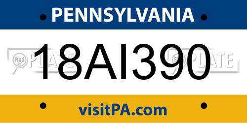 18AI390 Pennsylvania License Plate