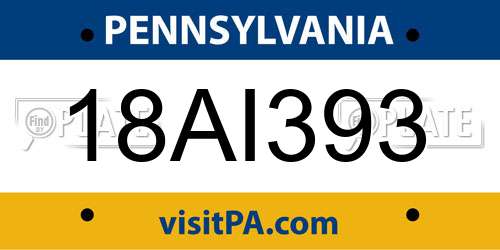 18AI393 Pennsylvania License Plate