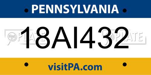18AI432 Pennsylvania License Plate