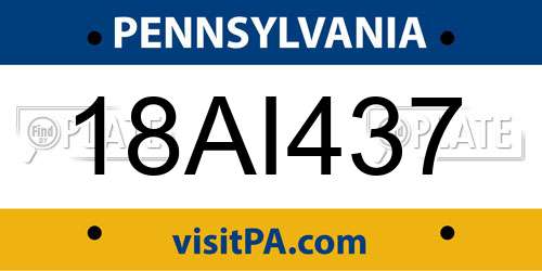 18AI437 Pennsylvania License Plate