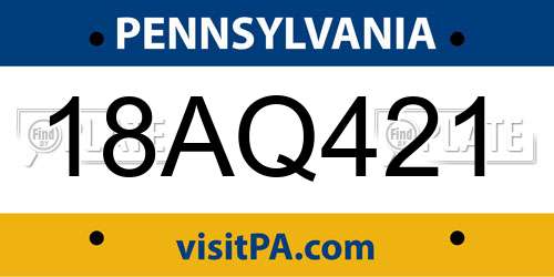 18AQ421 Pennsylvania License Plate