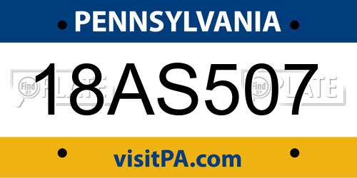 18AS507 Pennsylvania License Plate
