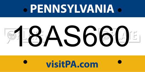 18AS660 Pennsylvania License Plate