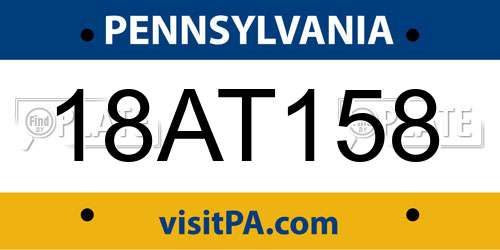 18AT158 Pennsylvania License Plate