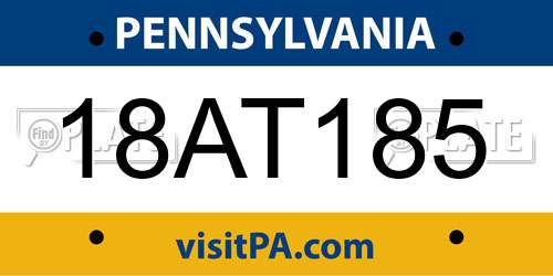 18AT185 Pennsylvania License Plate