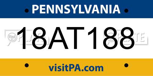 18AT188 Pennsylvania License Plate