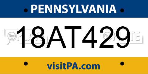 18AT429 Pennsylvania License Plate
