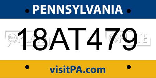 18AT479 Pennsylvania License Plate
