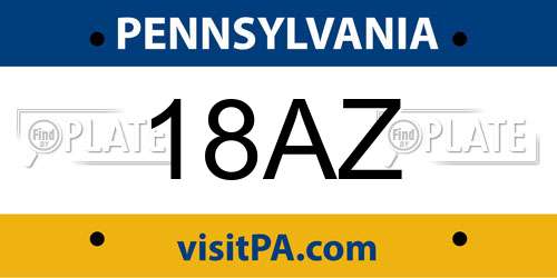 18AZ Pennsylvania License Plate